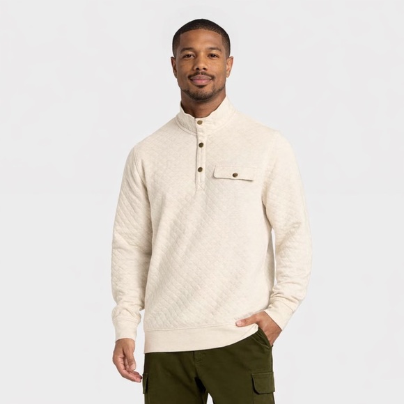 Goodfellow & Co Other - Goodfellow & Co Men's Comfort Wear Quilted 1/4 Snap Pullover Oatmeal Size XL